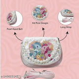 Faux leather unicorn glitter sling bag, durable and lightweight, ideal for girls' outdoor activities