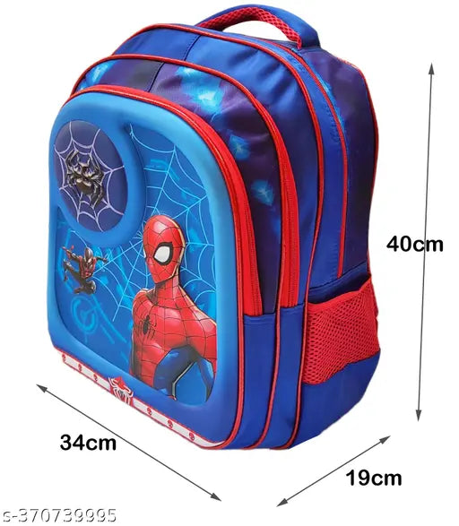 Waterproof polyester net school bag for First to Fourth class kids, features 3D cartoon design and padded shoulder slings