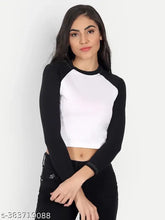 Cotton crop raglan t-shirt, solid style with long sleeves - size XS (bust 34in), made in India
