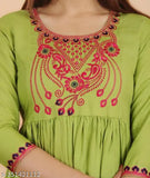 Rayon embroidered Anarkali kurta for women, festive long partywear dress in various sizes