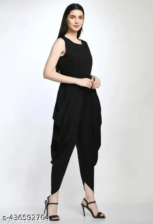 New Fancy crepe maxi dhoti jumpsuit, Indian festive wear with elastic waist and sweat-absorbent armpit lining
