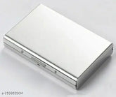Shiny black metal RFID blocking credit card holder wallet, 95 x 65 x 13 cm. Secure and stylish design holds up to 6 cards, suitable for men and women. RFID protected and multipurpose, perfect for storing identity, insurance, and smartcards. Designed in India, making it a trustworthy choice as a gift
