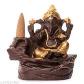 Divine Collections Lord Ganesha Smoke Backflow Fountain, premium poly resin Ganesh Idol (10cm x 13cm x 9cm). Fragrant smoke backflow incense holder for meditation, yoga studios, or home decor. Made in India