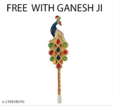 Silver plated white terracotta Pagdi Ganesh idol with golden plate and free Tilak stick, decorative showpiece for car dashboard, 10 cm x 10 cm x 10 cm, Indian handicraft