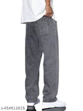 Grey wash cotton loose fit baggy jeans - size 30, versatile casual wear for men