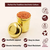 Hammered brass small dabba storage container | Airtight, food-grade kitchen organizer for grains & dry goods