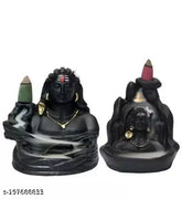 Resin Adi Shankara DOPIN smoke fountain backflow with 20 cones, Lord Shiva figurine creating smoky waterfall effect