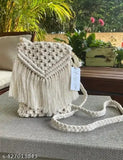 Macrame sling bag, 100% cotton cord, hand-knitted, unique gift for mothers day