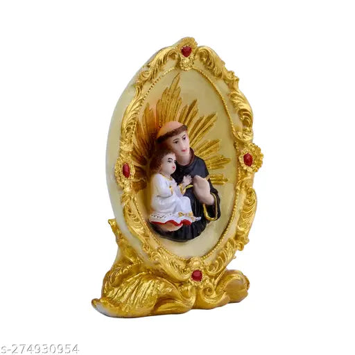 Multicolor polystone St. Anthony statue, Catholic religious idol for home decor, ideal for living room or shelf display