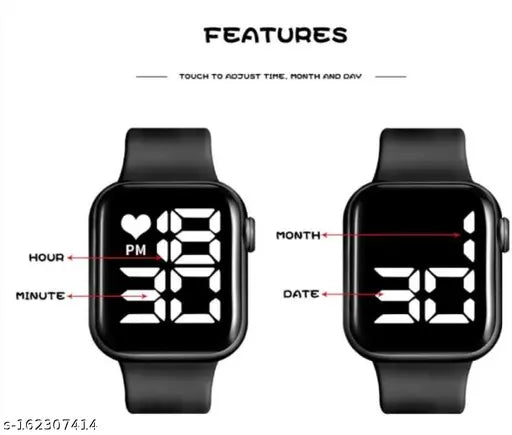 Black cotton baseball cap combo and black digital watch with square dial, paired with black aviator sunglasses for men and boys - Self-designed sporty style