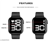 Black cotton baseball cap combo and black digital watch with square dial, paired with black aviator sunglasses for men and boys - Self-designed sporty style