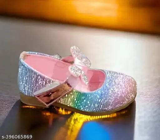 Acrylic shiny belly partywear, embellished net dress with TPR sole, velcro fastening for girl's event wear