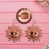 Copper tortoise plate & sun Feng Shui showpiece, metal decor for home/office, enhances luck & prosperity, Indian artistry
