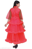 Embroidered net gown dress for kids, three-quarter sleeves, sizes from 3-14 years, Indian origin