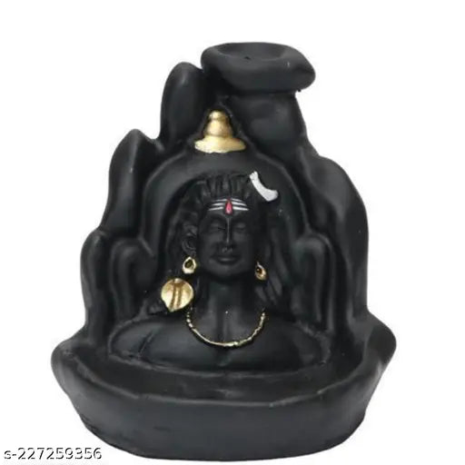 Handcrafted Adiyogi Shiva Backflow Cone Incense Holder with 101 Smoke Cones, Indian-made religious idol for tabletop display
