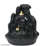 Handcrafted Adiyogi Shiva Backflow Cone Incense Holder with 101 Smoke Cones, Indian-made religious idol for tabletop display