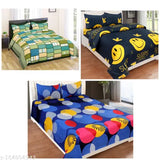 Microfiber geometric-patterned king-size flat sheets and pillow covers pack of 3, ideal for summer use by adults, originating from India