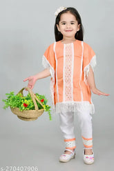 Cotton Kids Kurta Set, A-line pyjamas with embroidery, 12-5 years, Indian ethnic wear