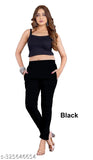 White-black women's cotton jeggings with stretch, solid pattern, sizes from 24 to XXL