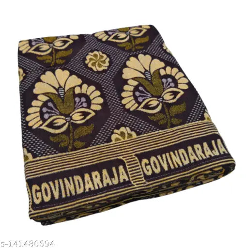 White 100% cotton Mps Solapur Chaddar, single blanket size 59x89 inches - Indian self-designed, classic comfort