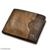 Brown faux leather wallet, compact design, free size (L10cm x W11cm), made in India