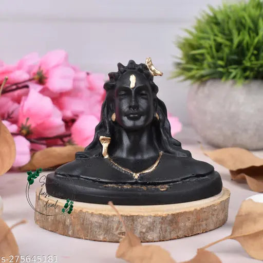 Resin Adiyogi Shiva statue for home or office, Indian handcrafted DHANVANTARI S Medium size idol (9.5cm x 8cm x 6cm)