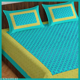 Gillkart cotton blend double bedsheets with ethnic motifs, 2 pillow covers. Fine quality cotton for AC rooms, ideal for adults in summer