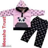 Wool winter hoodie for baby boys & girls, printed net design, long sleeves - Indian made