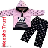 Wool winter hoodie for baby boys & girls, printed net design, long sleeves - Indian made