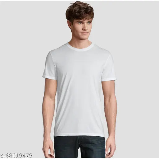 Men's premium quality cotton T-shirt, short sleeves, solid color, various sizes (S-XXL), Indian origin