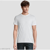 Men's premium quality cotton T-shirt, short sleeves, solid color, various sizes (S-XXL), Indian origin