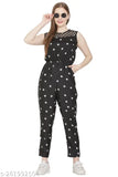 Stylish printed net poly crepe jumpsuit, sleeveless and available in sizes S-XL