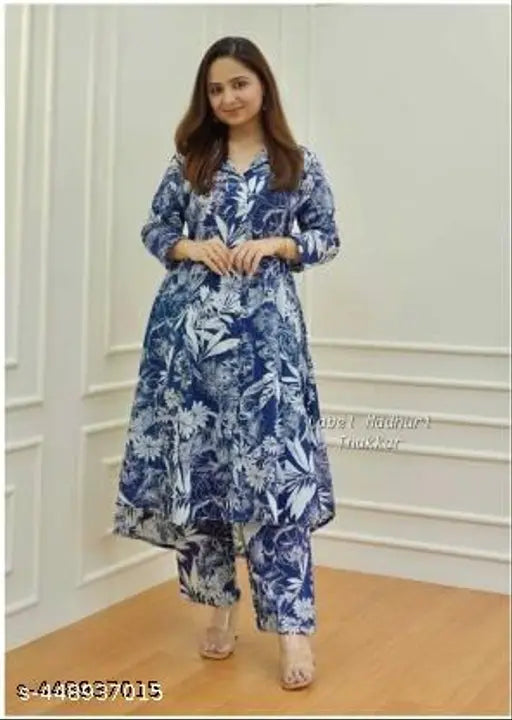 Rayon Kurta and Pant set for women, featuring printed net design, perfect for summer parties or casual events. Single size available in S, M, L, XL, XXL