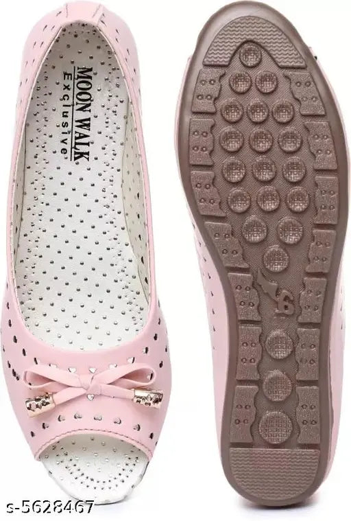 Pink synthetic bellies, stylish ballerina flats for women's beachwear - India