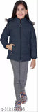 Polyester girls zipper jacket, solid color, long sleeves - Kids outerwear for cool days