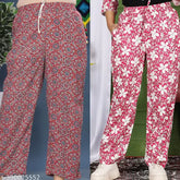 Multicolor floral print viscose rayon maxi pyjama, premium quality sleepwear & lounge wear with 2 pockets and elasticated waistband