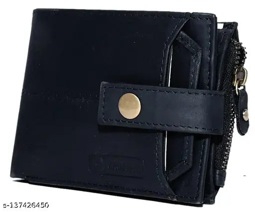 Black genuine leather RFID wallet (12 slots) - slim, stylish & spacious men's wallet by CROSSACK. Ideal for daily essentials organization and secure data storage