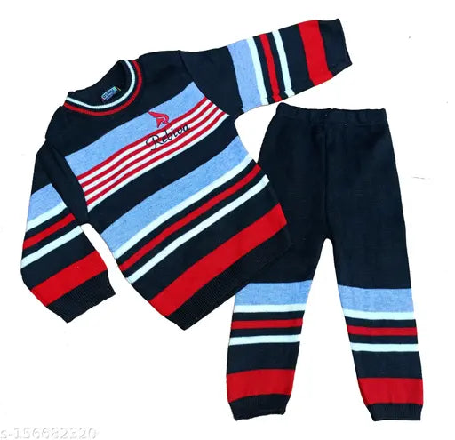 Warm fleece sweatshirt & pyjama pant set for boys, soft daffodil yarn, winter wear, Indian origin