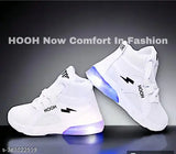 Children's Canvas & Rubber Lace-Up Light-up Shoes - Embellished Net Pattern, ideal for boys aged up to 7 years. Breathable, lightweight, and durable, perfect for a child's first steps. Features color-changing lighting effect