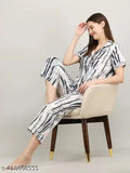 Rayon printed nightsuit for women - short-sleeved pyjamas in XL (top bust 42in, length 44in; bottom waist 38in, length 39in), made in India