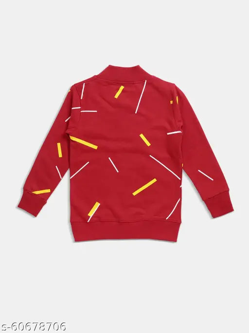 Red and white zip cotton sweatshirt, printed with the Maniac all over design for boys ages 10-14, ideal for cool weekends