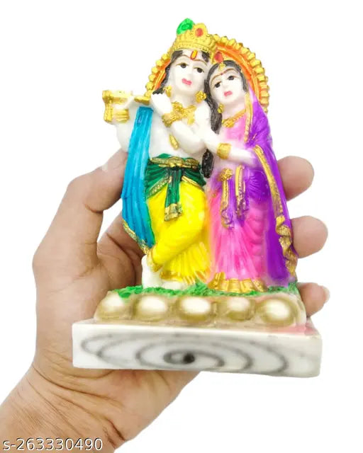 Marble Radha Krishna Idol, intricately crafted by Indian artists, 14x9x6 cm for spiritual home decor