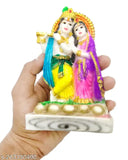 Marble Radha Krishna Idol, intricately crafted by Indian artists, 14x9x6 cm for spiritual home decor