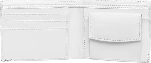 White Faux Leather Batua Wallet, unique design for men's practical storage with 2 compartments, compact size, durable stitching, additional card slots, lightweight, made in India
