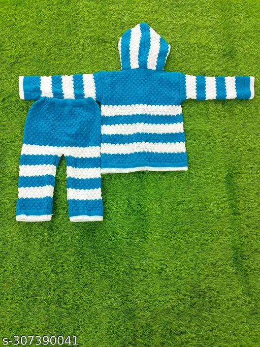 Woolen winter sweater pajama for kids, self-design net pattern, long sleeves, India origin