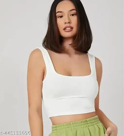 Trendy cotton crop top in solid color, stylish for women's fashion, two pieces available in sizes XXS - XL. Made in India