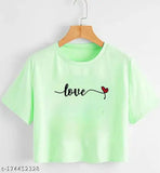 Self Design Women Round Neck Cotton Blend TShirt - Printed, trendy and alluring tshirt for ladies (S: 34", M: 36", L: 38", XL: 40"), India origin