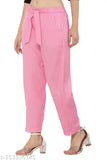 Baby pink rayon trouser by Priya Point, regular fit with elastic waistband and 2 pockets, ankle length for women's style