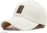 White cotton baseball cap, Ediko brand adjustable for men and boys, features logo pattern
