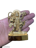 Golden brass 11cm Hanuman ji idol for Vastu Puja, decorative showpiece - Lucky, courage-boosting Hindu deity figurine